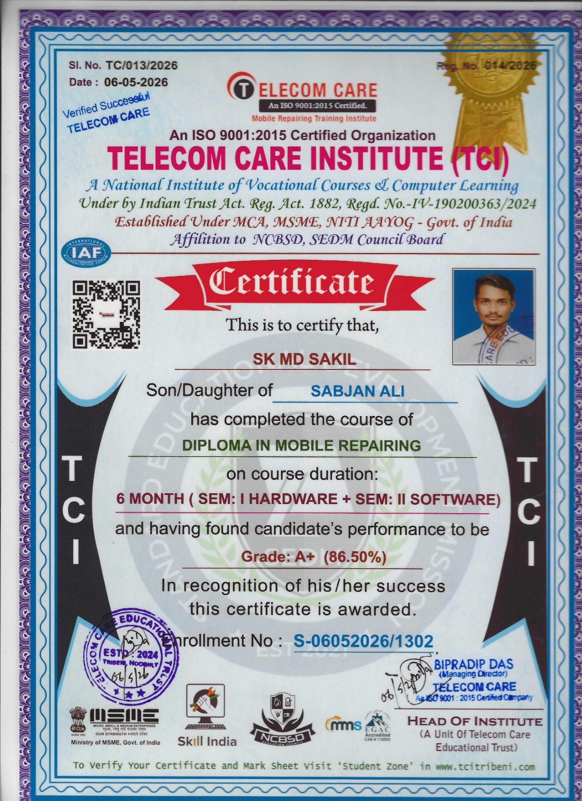 telecom care certificate